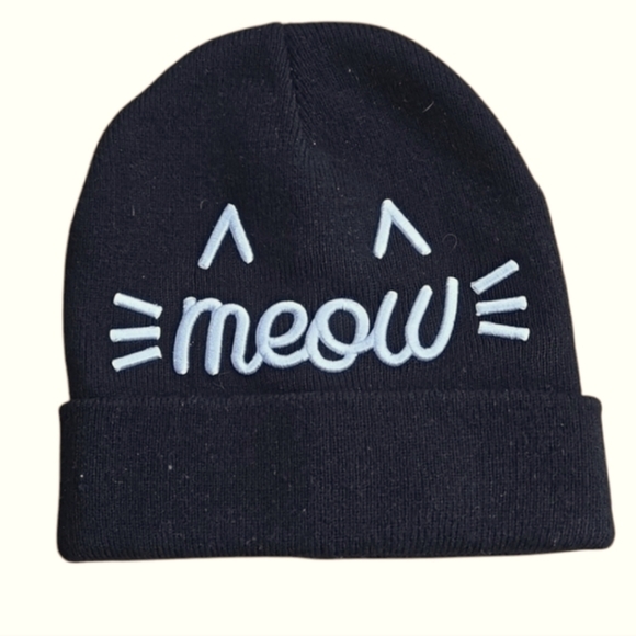 David and Young Accessories - D&Y Knit Double Layered Beanie with 3D Meow Embroidery, David and Young, OS Cat